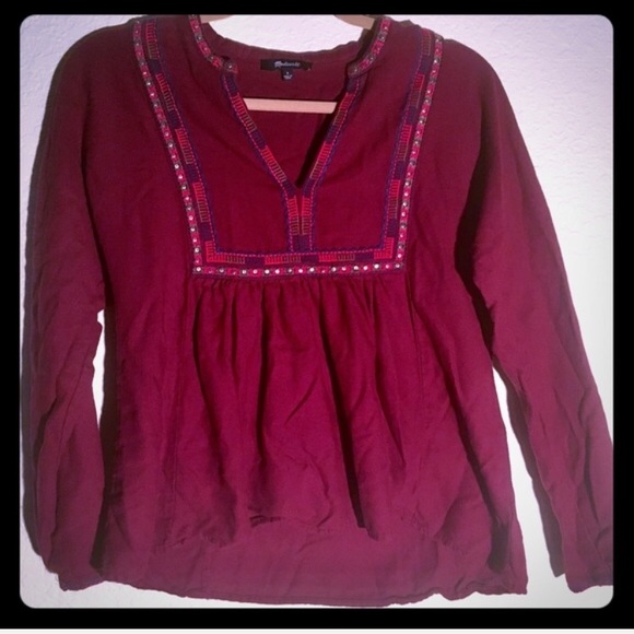 Madewell burgundy peasant top - size small - Picture 7 of 7